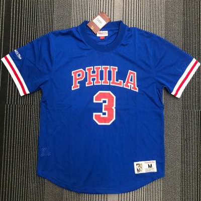 Mitchell Ness Allen Iverson 3 Blue Philadelphia 76ers HWC Mesh T-Shirt Jersey